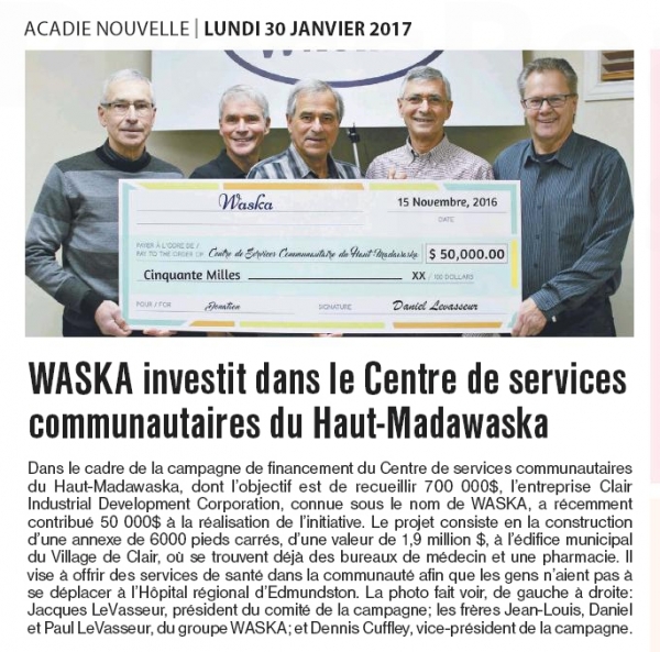 waska contribes $50.000